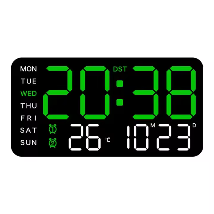 Reloj de Pared Digital LED Doble Alarma Control Remoto Función de Fecha y Hora - 1