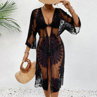 Manga de Kimono de Chiffon Bordado Boho Vestido de Playa para Mujeres Primavera/Verano 21 - details 4
