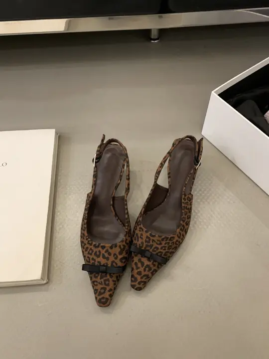 Impresionante Belleza Francés Sandalias de Tacón Alto con Estampado de Leopardo Zapatos de Mujer - 1