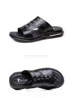Zapatillas de hombre de piel auténtica, modernas sandalias informales de verano para exteriores, chanclas de playa para hombre, zapatos para hombre - details 11