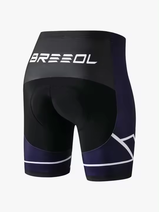 Pantalones de ciclismo para hombres de alta elasticidad y transpirables con almohadilla de gel, secado rápido, bandas antideslizantes en las piernas y patrón geométrico para largas distancias - Ajuste ceñido, pantalones deportivos para todas las - 1