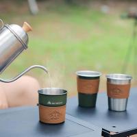 Taza de café de acero inoxidable, té, vino, picnic con tapa de taza, villa de camping ligera apilable al aire libre, 300ml/350ml - details 7
