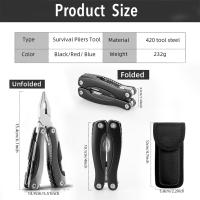 Cuchillo Plegable Portátil de Acero Inoxidable Multiherramienta de 15 Herramientas para Supervivencia al Aire Libre Corta Cables, Alicates, Sierra de Plegado - details 2
