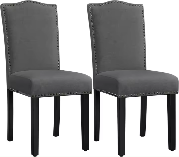 2PCS Sillas de Comedor en Tela Pack2 Silla Tapizada Sillas de Cocina con Respaldo Alto Patas de Madera Sillas de Dormitorio para Cocina Salón 43×58.5×97cm Beige - 1