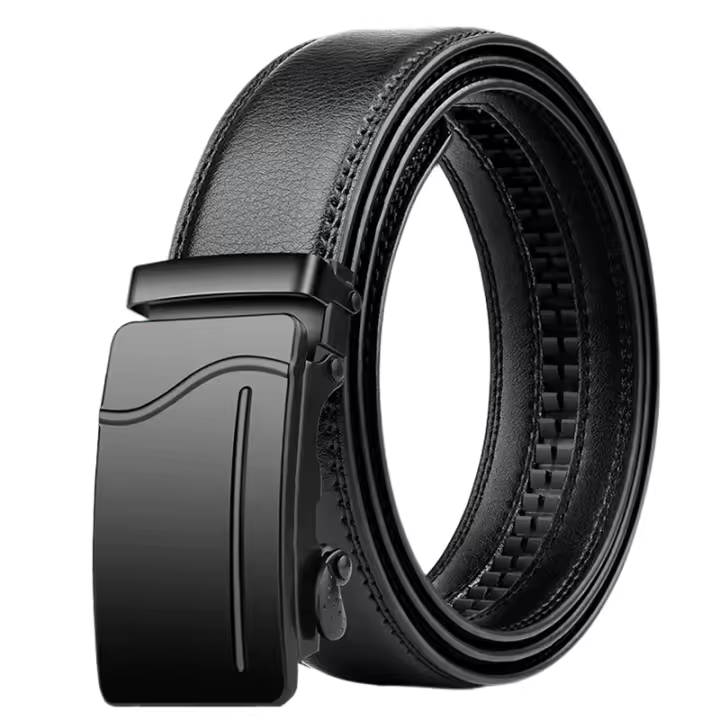 Cinturón de cuero con hebilla automática para hombre y mujer, cinturón Unisex de talla grande 130, 140, 150, 160, 170 cm, de aleación negra, a la moda, 2023 - 1
