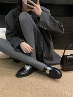Mocasines perezosos con bloqueo de metal de un pedal, nuevos zapatos de cuero pequeños con plataforma de cabeza redonda de estilo británico - details 6