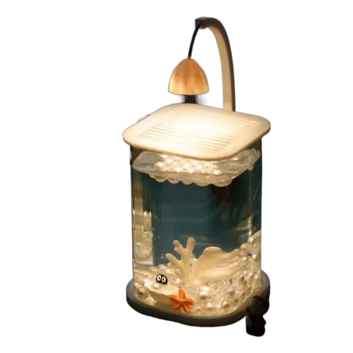Pecera de paisaje acrílico de alta transparencia con luz LED, inastillable, para peces dorados, con tapa, para la sala de estar del hogar. - 1