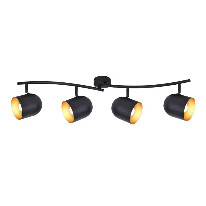 CBJKTX Plafón E14 negro dorado foco de techo lámpara de pasillo industrial vintage ajustable sin bombilla 350 °   ajustable - 1