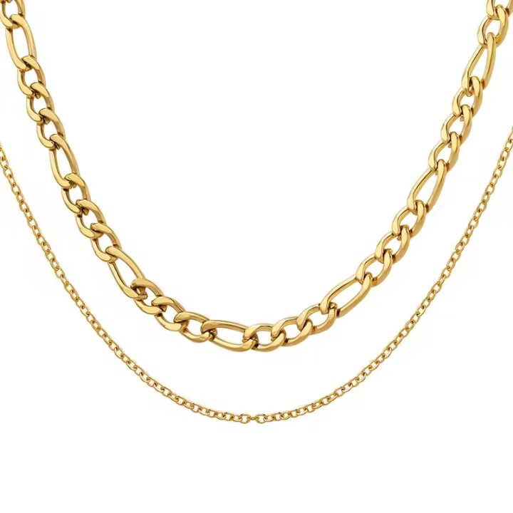 Nuevo collar de doble capa con temperamento de nicho, collar de clavícula de acero titanio con baño de oro de 18k, joyería para mujer - 1