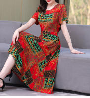 Nueva moda Casual 2024 vestidos elegantes de verano para mujeres cuello redondo estampado Vintage Vestido de manga corta ropa suelta de mujer - details 12