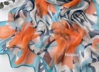 Pañuelo con estampado de rayas de cebra naranja para mujer, pañuelo elegante de gasa para playa, protector solar, Hijab fino de 50x160CM - details 13