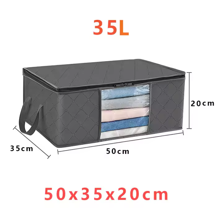 Juego de 3 Piezas Organizador de Ropa,Cajas de Almacenamiento Plegables con Asas Reforzadas,Bolsas de Tela Resistente para Guardar Ropa con Ventana Transparente - 1