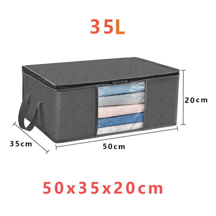 Juego de 3 Piezas Organizador de Ropa,Cajas de Almacenamiento Plegables con Asas Reforzadas,Bolsas de Tela Resistente para Guardar Ropa con Ventana Transparente - 1