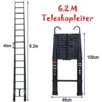 Escalera Telescópica Portátil de Aluminio 6,2m, 2 Ganchos, 15 Peldaños, Antideslizante, Multiusos, Carga de 150kg - details 31
