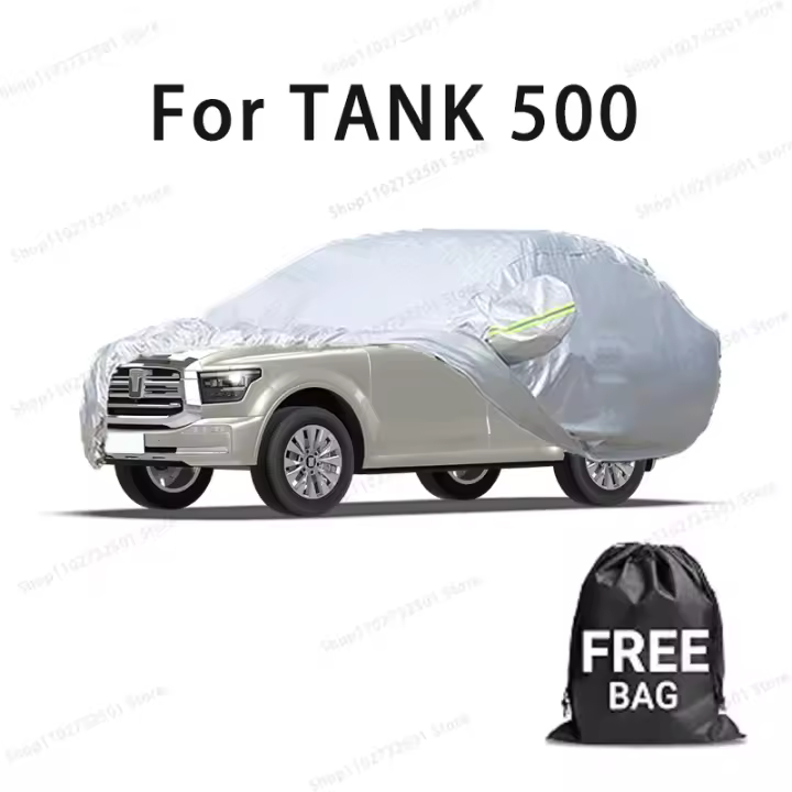 Funda para coche para TANK 500, cubierta completa, impermeable, protección solar, resistente a los arañazos, accesorios para coches, color plateado - 1