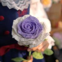 Flor de gancho tejida hecha a mano, regalo del Día de la madre de San Valentín, rosa Artificial de tacto Natural - details 3