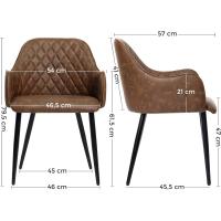 Silla de Comedor con Brazo Tapizada de PU con Estilo Vintage Capacidad de Carga de 110kg - details 2