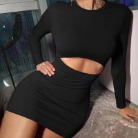 Vestido corto de manga larga para mujer, minivestido de color sólido para discoteca, nuevas características - details 3