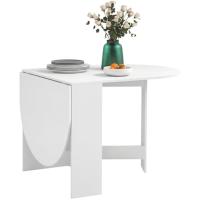 Cocina Plegable Ovalada con Alas Abatibles Estilo Moderno 163x80x75 cm Blanco - details 0