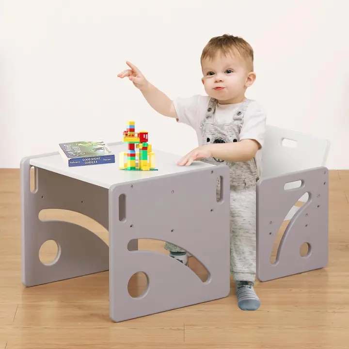 Set de Mesa y Silla Montessori Ajustable para Bebés de 1-3 Años Ideal para Leer/Comer/Jarar - 1