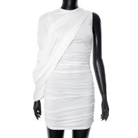 Vestido ajustado asimétrico de manga única de alta gama para mujer - details 18