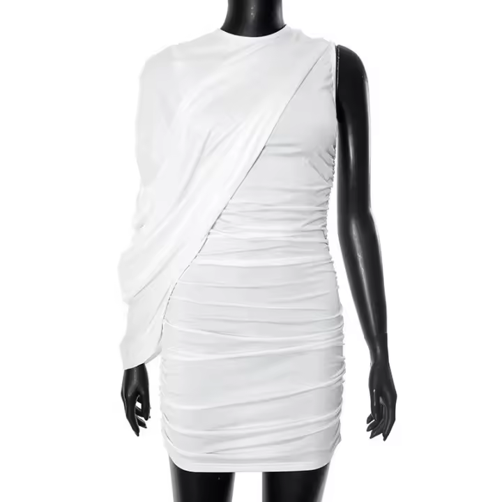 Vestido ajustado asimétrico de manga única de alta gama para mujer - 1
