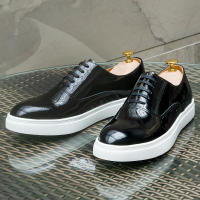 Zapatos casuales de cuero para hombre, zapatos de hombre de moda versátiles con cordones de piel de vaca. - details 7