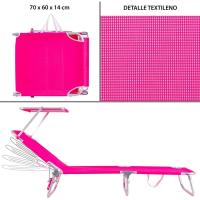Silla de Playa Tumbona con Parasol Rebanable de 3 Posiciones Convertible en Cama Verde Aguamarina de Aluminio y Textileno Tamaño 190x58x25 cm - details 13