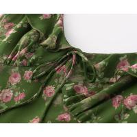 Estilo europeo y americano verano volantes hoja borde cuello en v chaleco vestido cintura correas finas floral vestido largo estilo de vacaciones - details 4