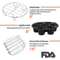 Kit de accesorios para freidora de aire, molde para hornear, bandeja para Pizza, estante de acero inoxidable, alfombrilla de silicona, molde para huevos Compatible con COSORI 5.5L - details 1