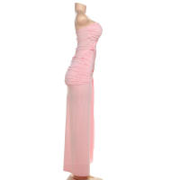 BUNO-Vestido Bandage cruzado de gato extraño para mujer, envoltura en el pecho fruncido, Espalda descubierta, sin mangas, borla Y2K, tendencia urbana, aberturas elegantes, ceñido largo - details 14