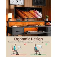 Regleta Enchufes 120x50 cm Mesa Gaming Ornador con Banja para Teclado 4 Cajones Reversibles Gran Soporte Monitor para Estudiar Jugar Trabajar Dormitorio - details 1