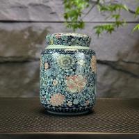 Ru kiln juego de kung fu de cerámica cubierto de tres piezas de peonía dorada de filigrana azul y blanca, juego de tazas de té de cuenco grande para el hogar - details 17