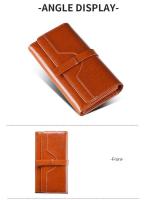 Cartera larga de cuero para mujer Anti-robo RFID, hecha de cuero genuino con lining de microfibra - details 6