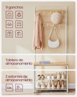 Perchero con Estante para Zapatos, Mueble de Entrada con Banco, 3 en 1, Marco de Acero, para Entrada y Pasillo, 32 x 70 x 177 cm, Estilo Industrial, Marrón Castaño y Negro HSR041B41 - details 25