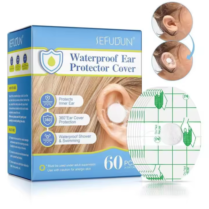 Protectores de orejas de plástico impermeables Cubierta desechable para salón de belleza, peluquería, surf, esnórquel, natación, ducha 60 piezas - 1
