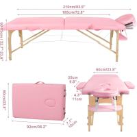 Camilla de Masaje Plegable - 2-Zona Madera Camilla Estetica Portatil para Fisioterapia y Tatuaje (Rosa) - details 1