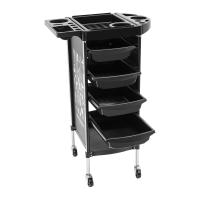 Carrito de peluquería para estilistas, con 4 cajones extraíbles, adecuado para salones de uñas, instituciones médicas, peluquerías, clínicas veterinarias, salones de belleza, spas (negro) - details 0