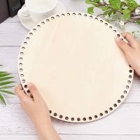 Fondo de cesta de madera Natural con agujero, Base de madera en blanco circular para tejer DIY, bolsa de ganchillo, moldeador de fondo artesanal, 30cm - details 2