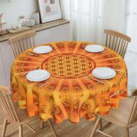 Mantel circular mandala, flor de loto de la vida, impermeable, resistente al aceite, 60 pulgadas, forma geométrica sagrada - details 137