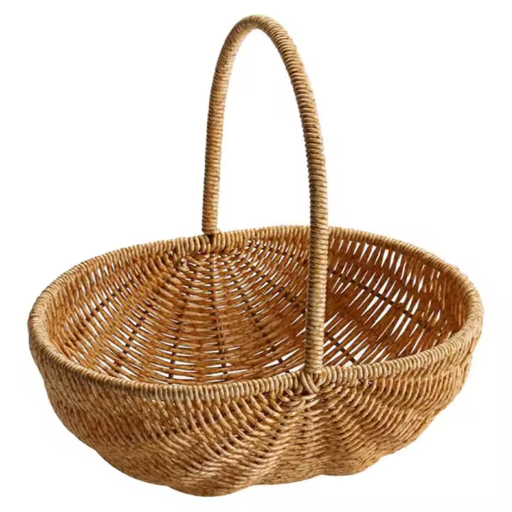 Cesta de mimbre con asa, cesta de mimbre para boda, cesta para niña de las flores, Picnic, fruta, verdura, organización - 1