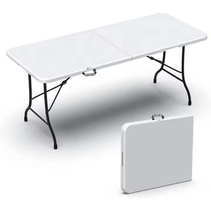 Multifuncional 180 x 75 cm, Mesa de Fiesta con Asa de Transporte, para Jardín - 1
