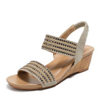 Sandalia zapatos romanos de moda 2025 nuevas sandalias de cuña informales con temperamento de diamante de agua para mujer - details 2