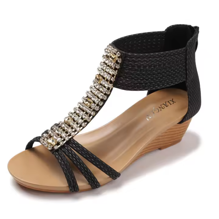 Sandalia 2025 NUEVAS SANDALIAS para mujer en verano, con zapatos romanos antideslizantes con diamantes étnicos Feng Shui para uso al aire libre - 1