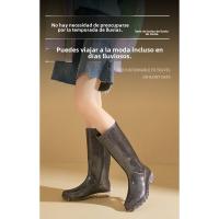 Zapatos De Lluvia Moda Gradiente Botas De Lluvia Altas Mujeres Invierno Acolchada Caliente Compras Camping Atrapar El Mar Zapatos De Vadeo Rural - details 1