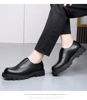Tendencia de diseño de nicho de suela gruesa de alta gama, zapatos de cuero casuales de punta cuadrada transpirables y aumentados - details 12