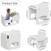 Conjunto de Mesa y Silla Montessori para Niños 2 en 1, de Madera Ajustable con Pizarra, Ideal para Actividades y Dibujo, Blanco - details 1