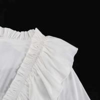 Tossy-minivestido blanco con volantes y cuello en V para mujer, vestido elegante de manga larga con retazos, cintura alta, con cordones - details 3