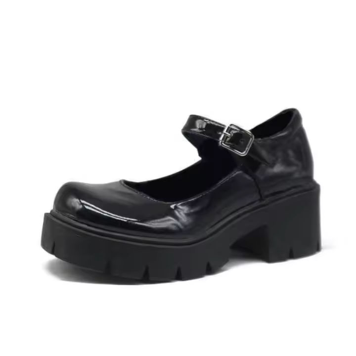 Zapatos Mary Jane de mujer, nuevos, pequeños, de cuero, con tacón alto y suela gruesa, estilo universitario. - 1