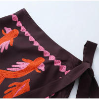 Conjunto de Moda Vintage para Mujeres Vestido de Cintura Corta y Cuello Redondo - details 4